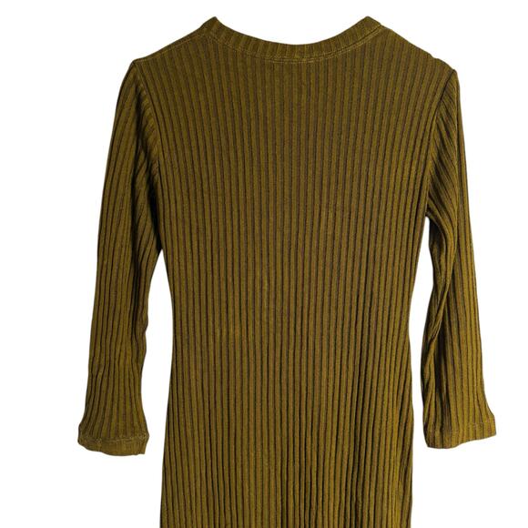 Tanya Taylor Elana Green Brown Ribbed Knit Long Sleeve Knotted Midi Dress Size M - Picture 13 of 16